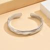 European & American Boyfriend Style Irregular Hammered Stainless Steel Women's Open Bangle Bracelet