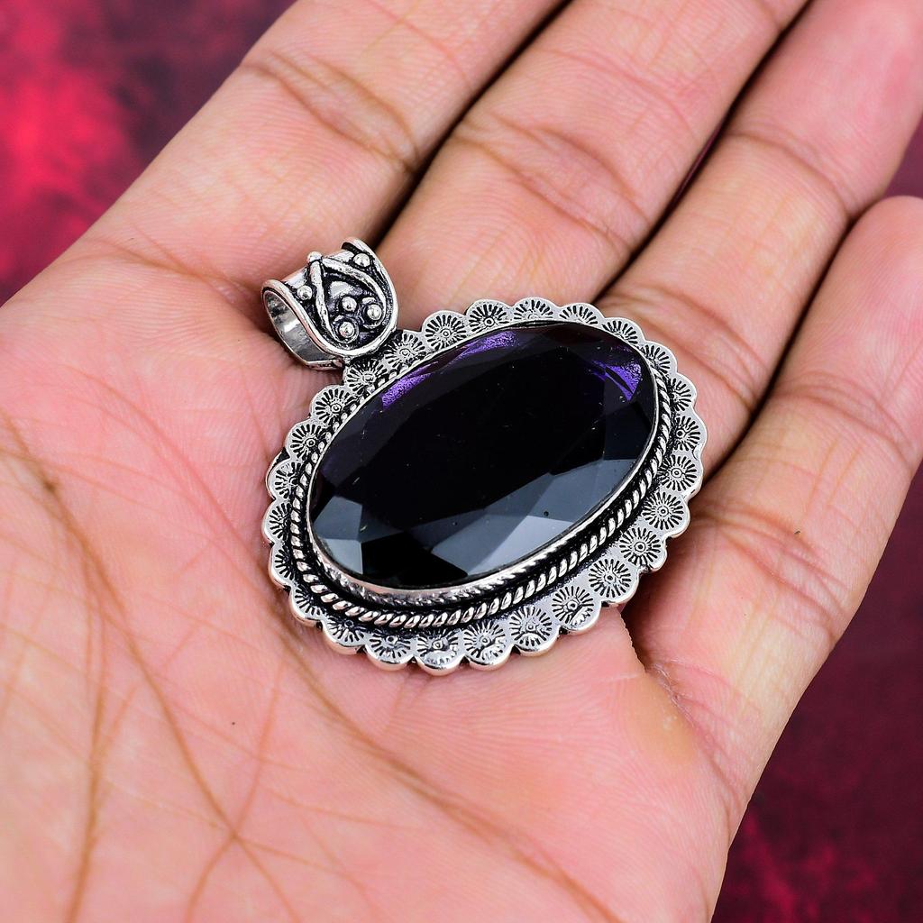 Amethyst Anhänger Edelstein Schmuck, 925 Sterling Silber Anhänger, Geschenk für Frauen handgefertigter Anhänger