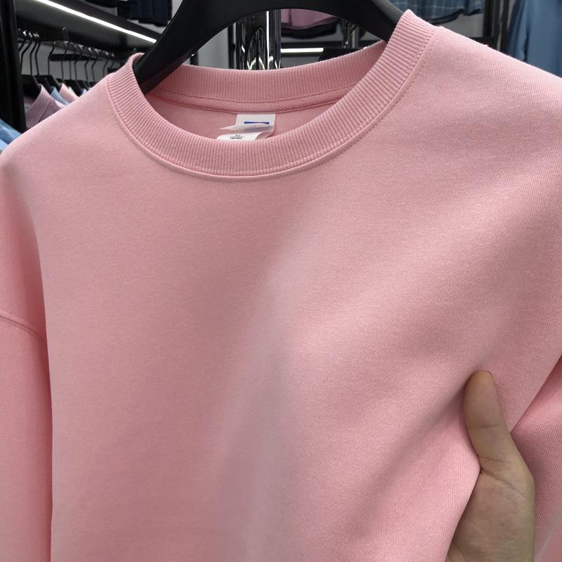 Pánská trendy jednobarevná mikina s kulatým výstřihem - Ležérní pulovr na podzim a jaro