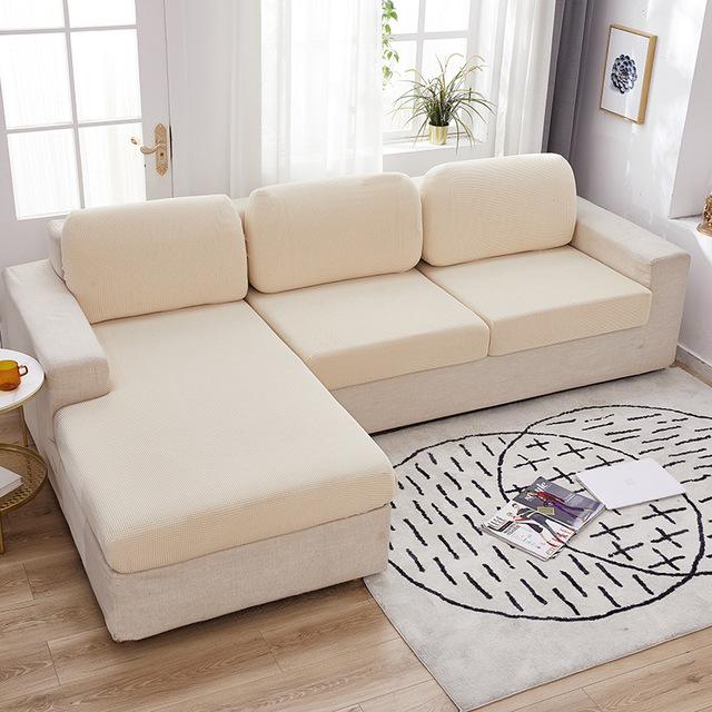 Jacquard Sofa Furniture Cushion Pad Cover Plain Color Furniture Couch Covers For Living Room Home Spandex Stretch Washable Removable Protector