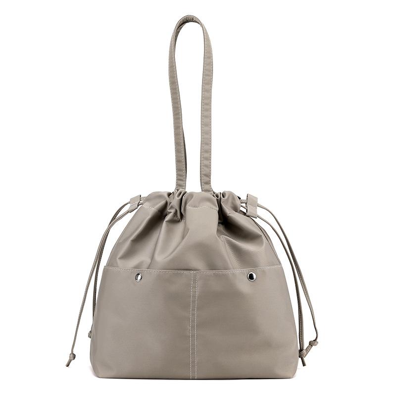 Drawstring Shoulder Bag Women's Handbag Lightweight Water-Repellent Nylon Tote Bag