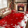Vintage Red Truck Christmas Area Rug Winter Snowman Farmhouse Barn Carpet for Living Room Sofa Coffee Table Home Decoration