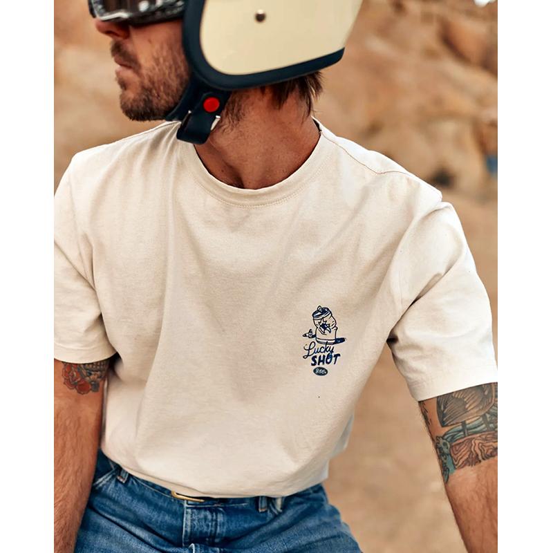American retro sports style pure cotton printing round neck shortsleeved Tshirt men