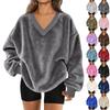 Dames Pullover Sweatshirt V-hals Lange Mouwen met Zakken Kleur Casual Top