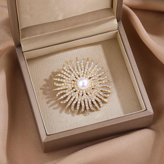 Sunflower Brooch Pin for Women, Rhinestones Inlaid Brooch Pin for Dress, Coat, Shawl, Gift for Mother, Wedding