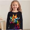 Kids Crew Neck Long Sleeve T‑Shirt, Colorful Giraffe 3D Print Casual Loose Halloween Party Daily Wear Tops for Children