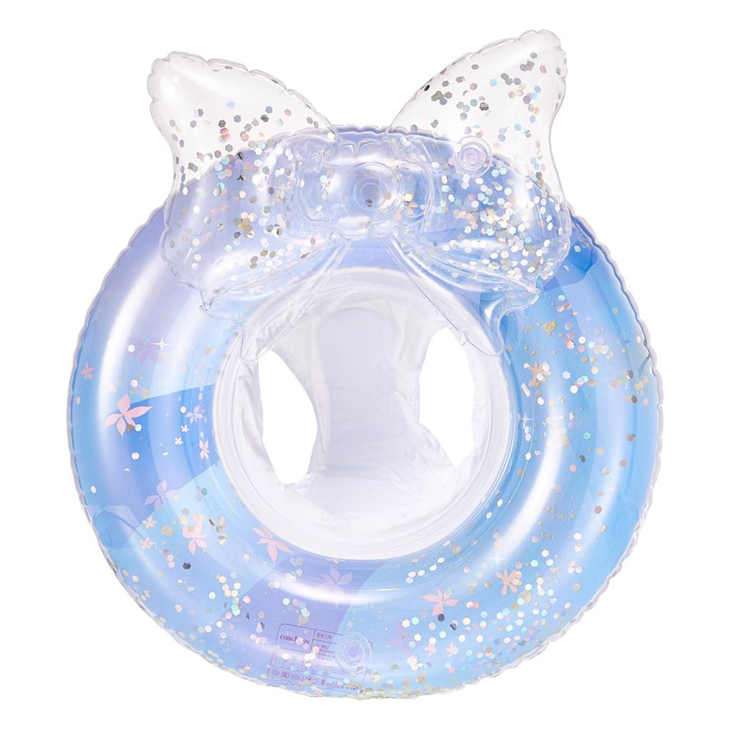 Glitter Rose Gold Pool Float, Inflatable Bow Pool Float Swimming Ring Buoyant Pool Float Toy, Vacation Decoration Toy Swimming Ring