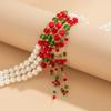 Christmas Necklace Personalized Round Beads Multi-Layer Choker Retro Gothic Fringed Imitation Pearl Collar