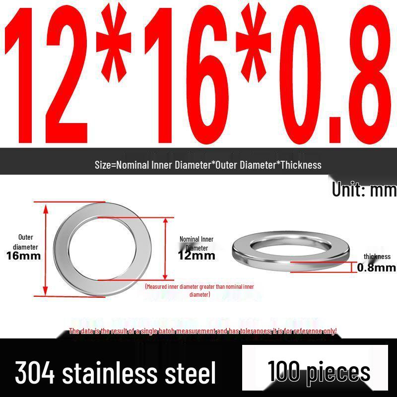 Thickened 304 Stainless Steel Flat Washer Spacer (M2-M36)