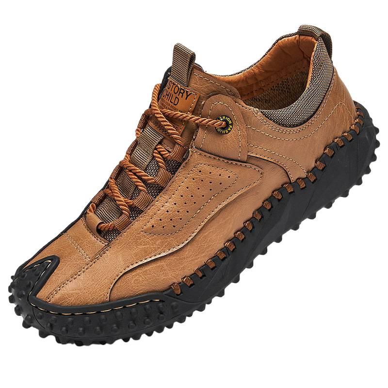 Lace-up leather surface men's casual shoes spring and summer trend green outdoor shoes men