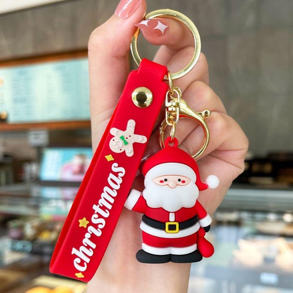 Keys Ring Bag Ornaments Christmas KeyRing Snowmen Keychain 3D Doll Keychain Santa Claus Keychain