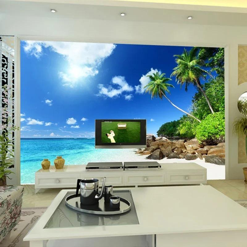 Seaside Landscape 3d Mural Wallpaper Living Room Hotel Backdrop Wall Decor Wall Mural