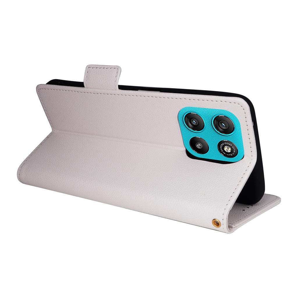 For Motorola Moto G67 Power 5G Case Solid Color Wallet Leather Phone Cover with Strap