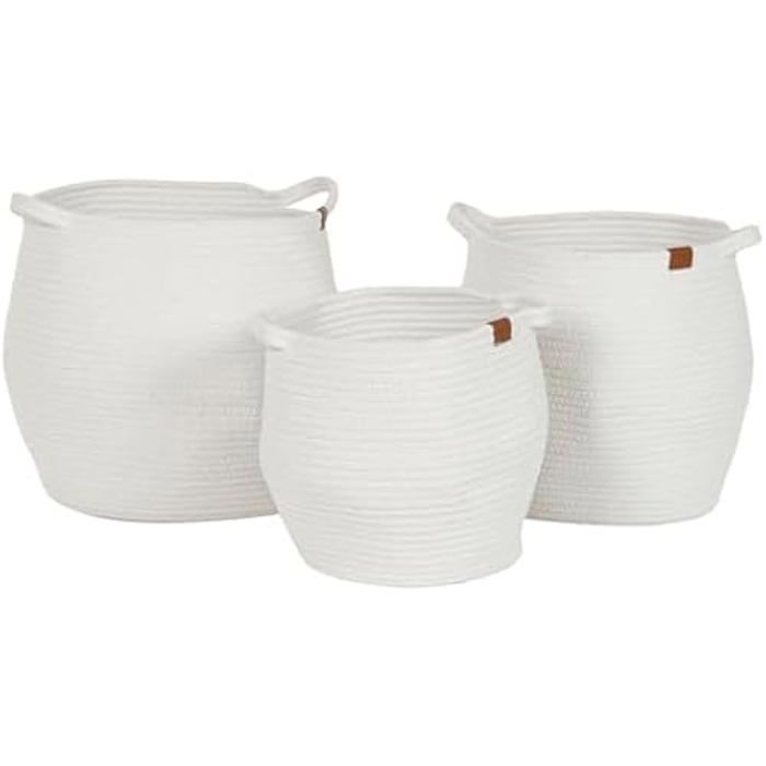 Panier - HOME ESPRIT - Lot de 3 - Blanc - 34 x 34 x 34 cm - Intérieur