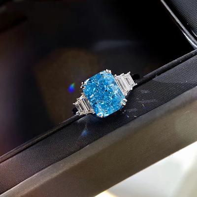 Sky Blue Topaz Ring Women's Retro High End Sapphire Temperament Women's Ring Open