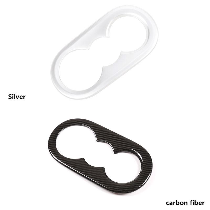 Für Porsche Cayenne 2018-2023 ABS Carbon Fiber/Silber Auto Rücksitz Wasser Tasse Halter Abdeckung Trim Aufkleber Auto