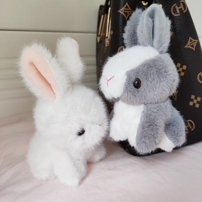 Neue Mini-Simulations-Kaninchenpuppe Plüschtier kleines weißes Kaninchen Puppenanhänger Puppe niedlicher Taschenschlüsselanhänger