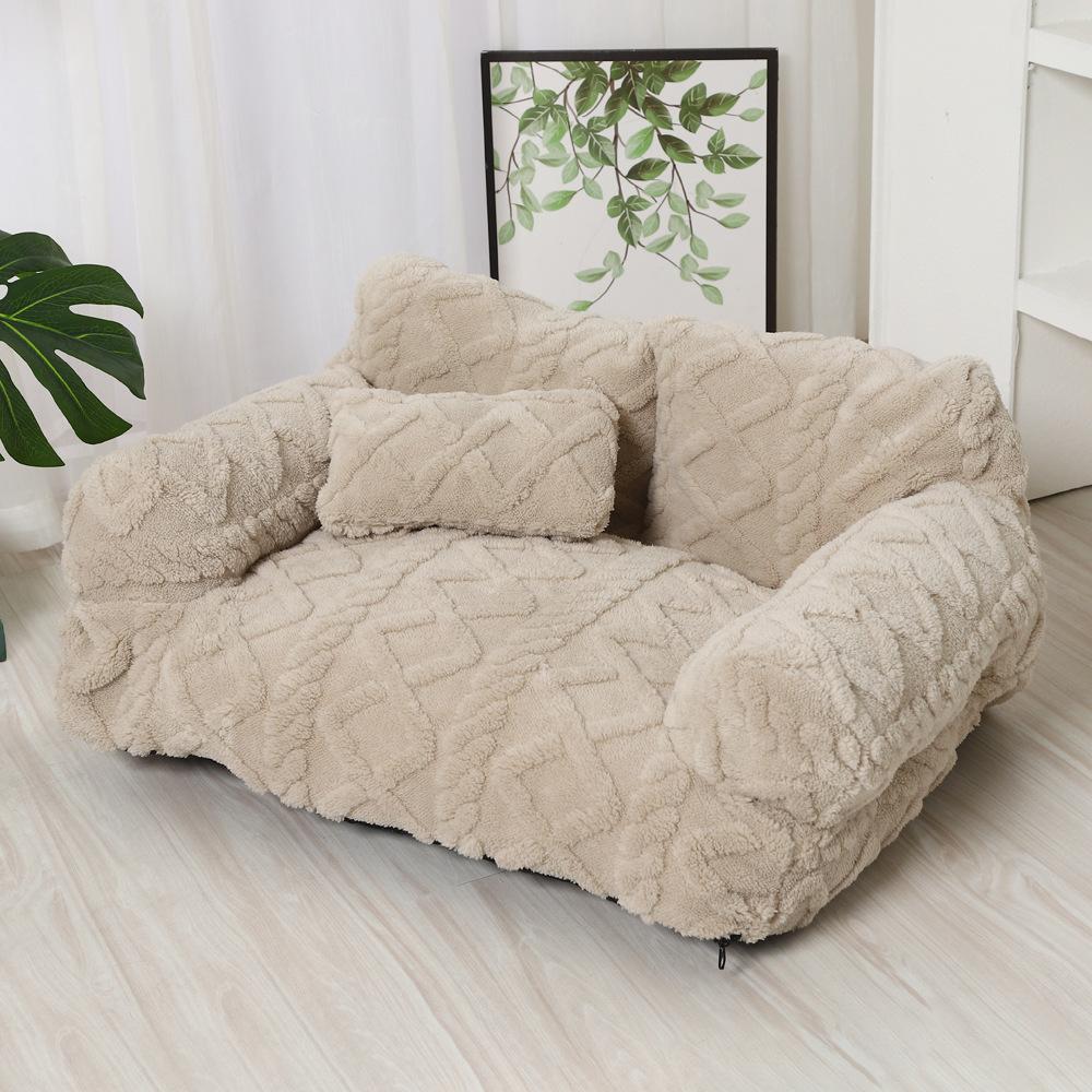 Plush Pet Sofa Bed Winter Warmth Thickened Washable Large Size Universal Pet Supplies