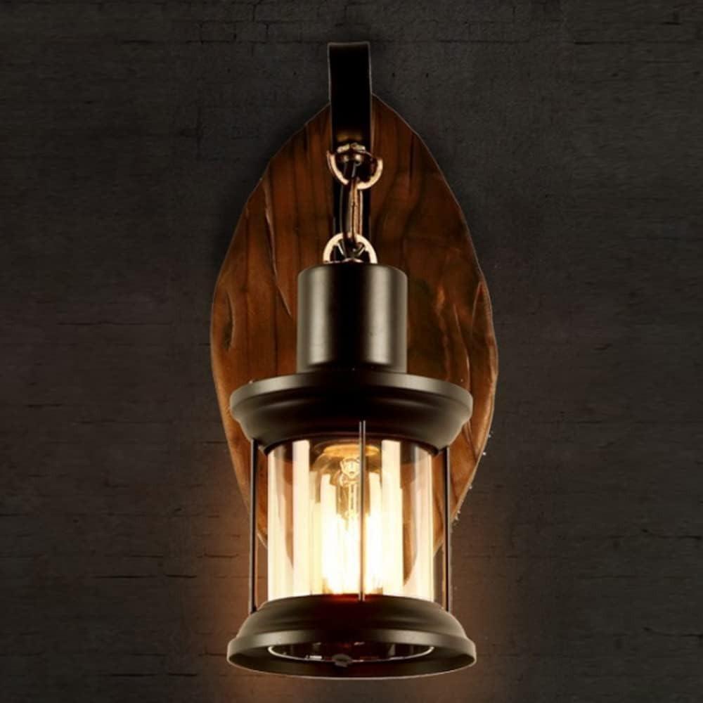 Retro Rustic Wall Lamp Industrial Vintage Wall Light Fixtures Farmhouse Antique Wooden Sconces For Aisle Hallway Bedroom Beside