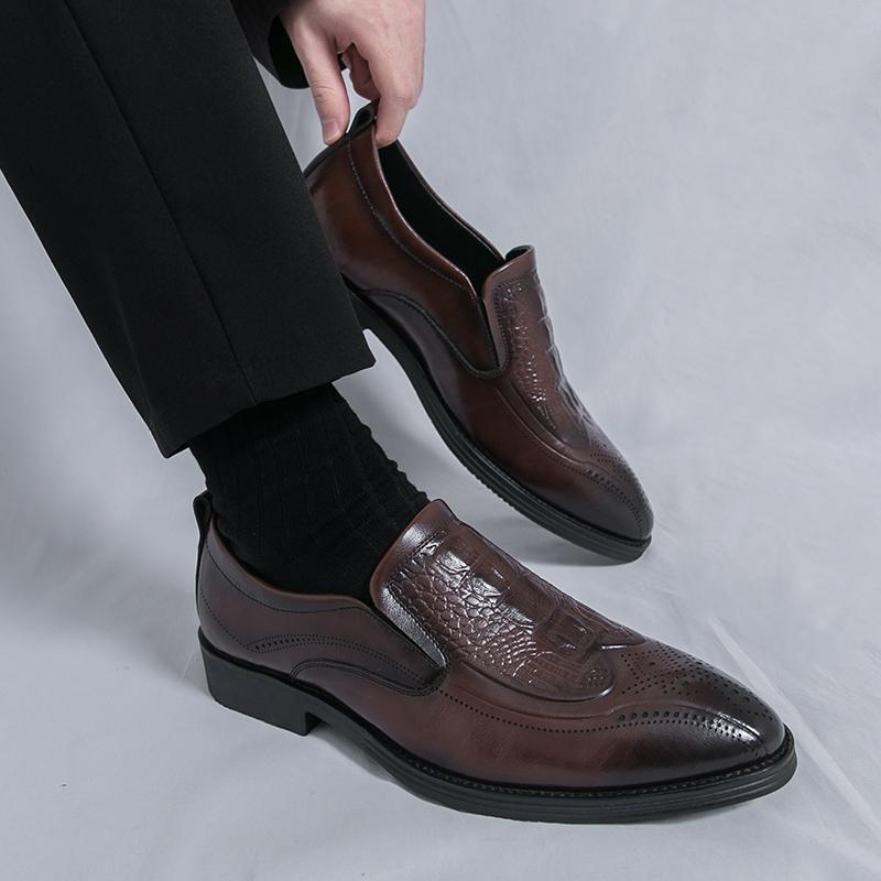 Men Loafers Dress Business Office Formal Shoes Black Brown Retro Leather Shoes Plus Size