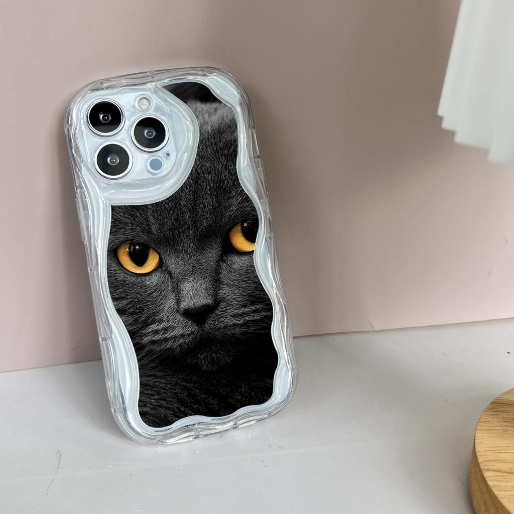 LZ3 Black Cat Green Eyes Clear Soft Wave Phone Cases for iPhone 15 13 Pro Max 12 Mini 14 8 Plus XS Max XR 6 Protection Back Cover