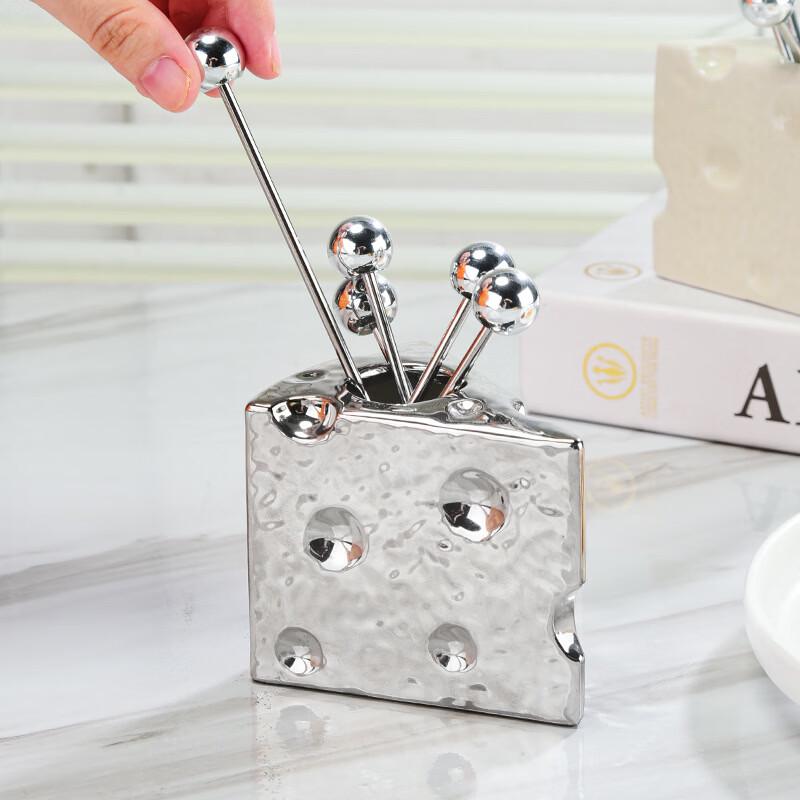 Ceramic Cheese Jar & Dessert Fork Set