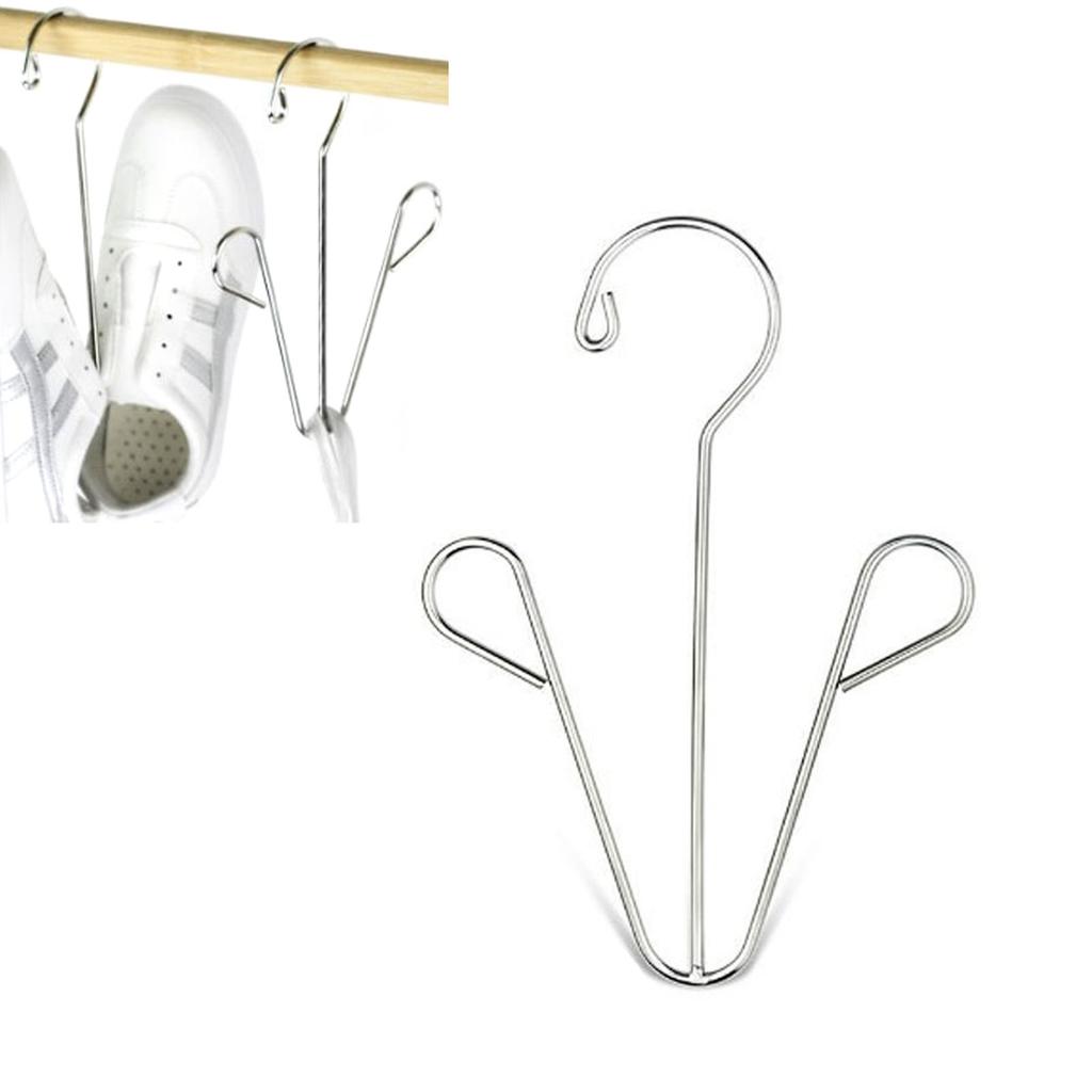 Shoes Hanging Drying Rack Double Hook Stainless Steel Storage Organizer Space Saving for Home