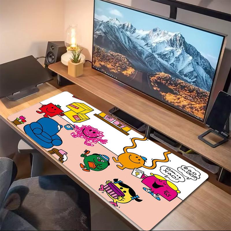 Mr. Men and Little Miss2 Print Cushion Non-slip Laptop Tablet Big Mousepad XXL Mat Mini PC Playmat With Lock edge