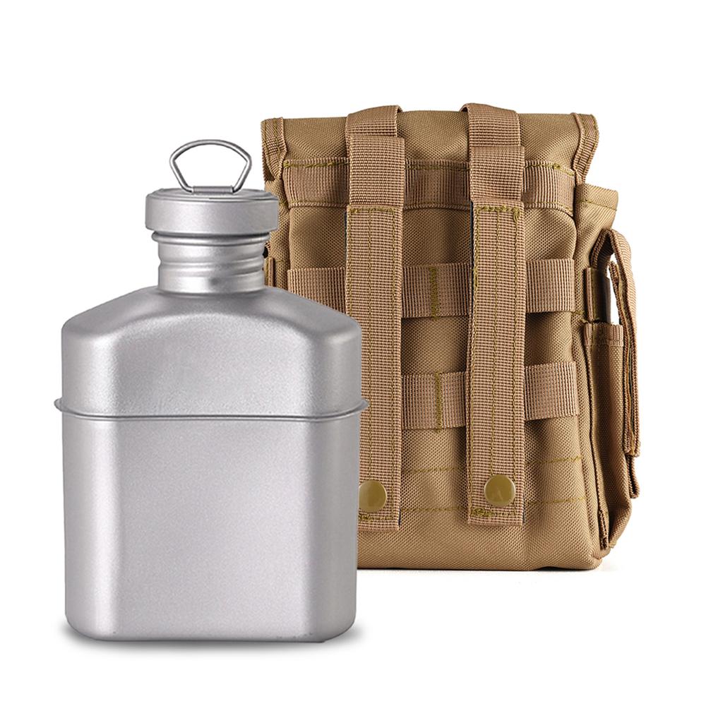 Lixada 1100ml Titanium Water Bottle Ultralight Kettle Drinking Bottle with Camouflage Bag Outdoor Cookware for