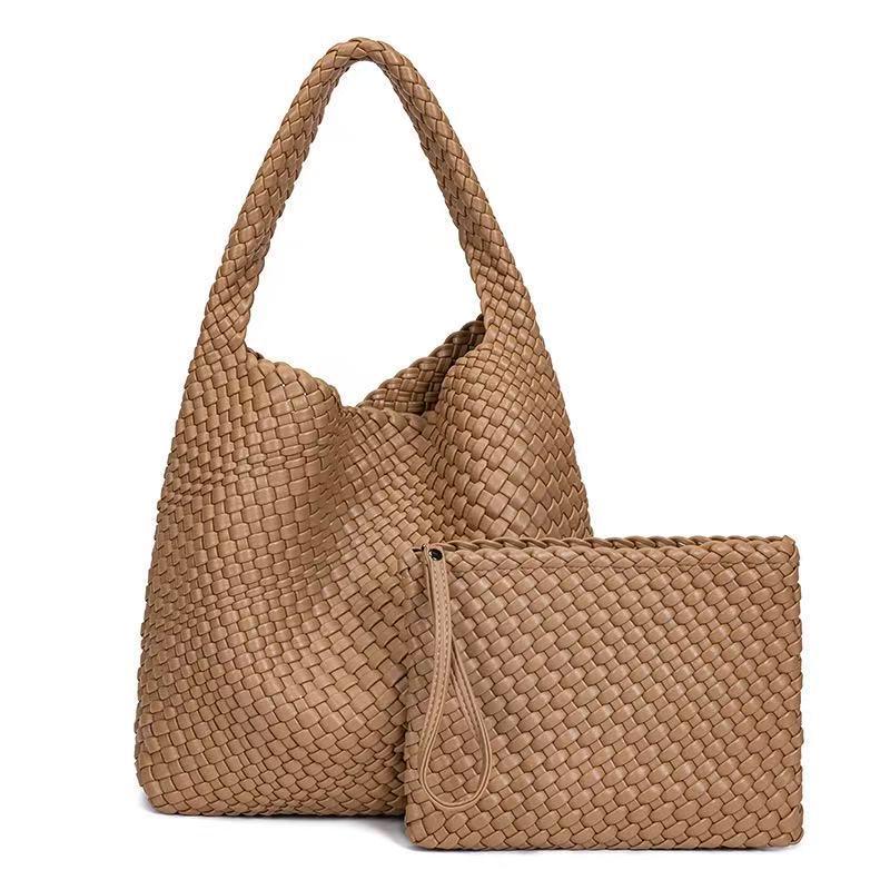 Custom Large-Capacity Woven Tote: High-End Mother-Child Bucket Bag and Underarm Basket