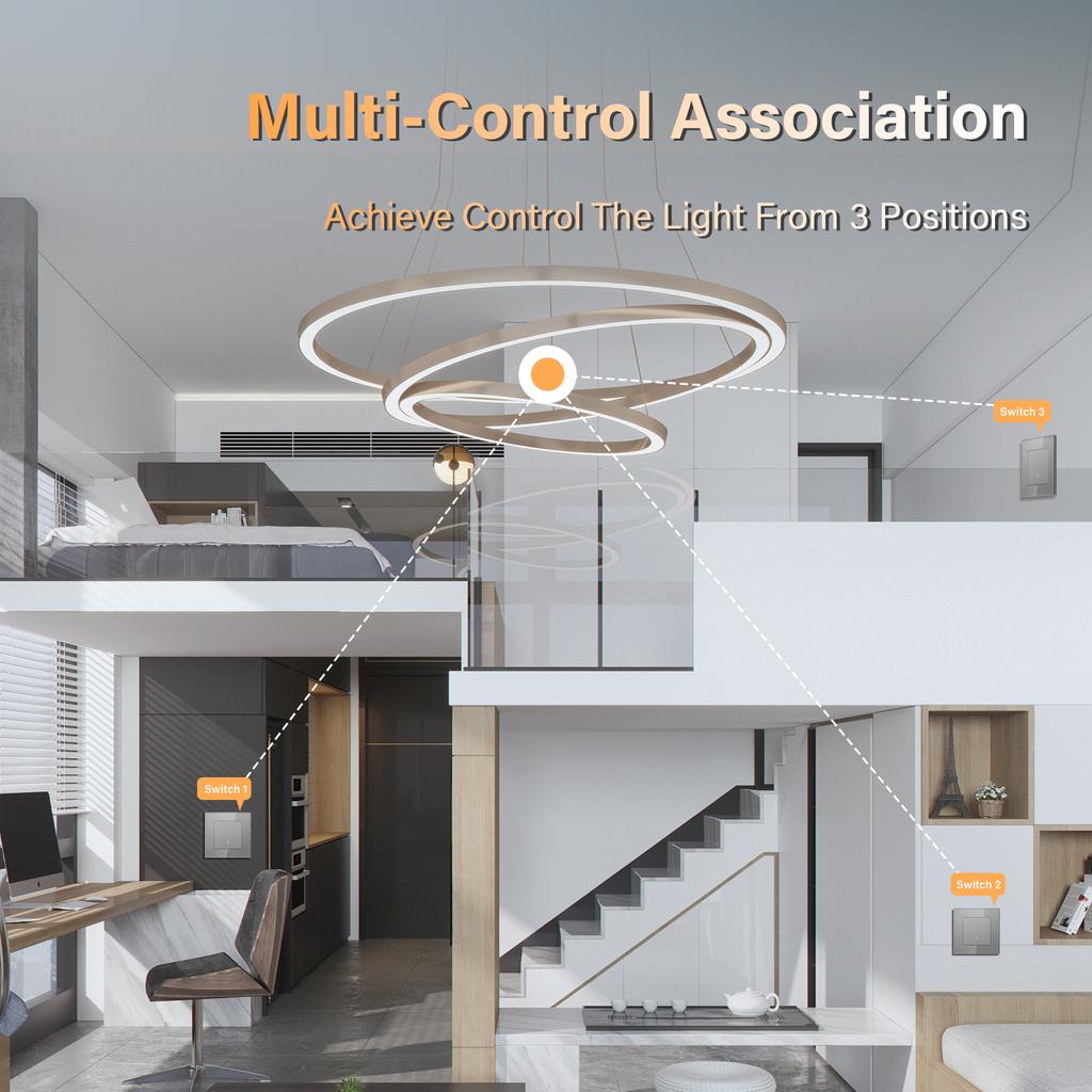 BSEED 1/2/3Gang Wifi Smart Wall Switches 2Way Tuya Smart Life Alexa Control For Stairs Corridor Mechanical Click Buttons 2Pack