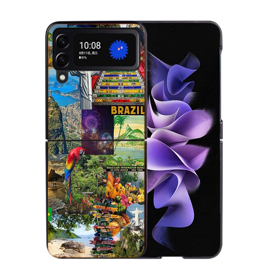 

City Brazil Rio de Janeiro Phone Case For Samsung Z Flip 7 6 5G Galaxy Z Flip4 Z Flip5 Z Flip3 Coque Black Hard PC Shell Protect Samsung Z Flip 6 5G