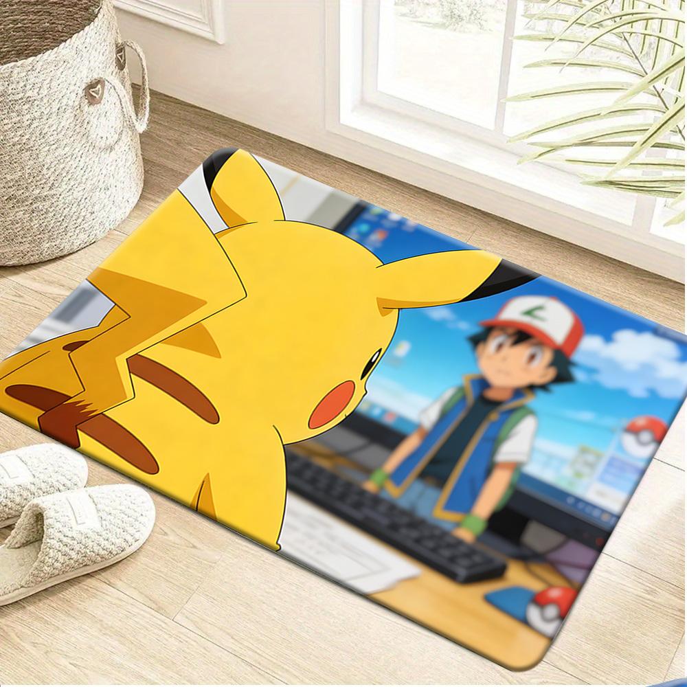 Anime Pokemon Gengar Purple Neon Style Print Non-slip Doormat, Soft Absorbent Floor Rug for Home Decor