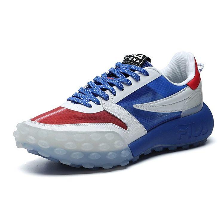 Fila Gara Round Toe Lace-Up Shock Absorbing Wear-Resistant Breathable Low-Top Dad Shoes Men Sneaker Bright-Blue F12M124140FDW