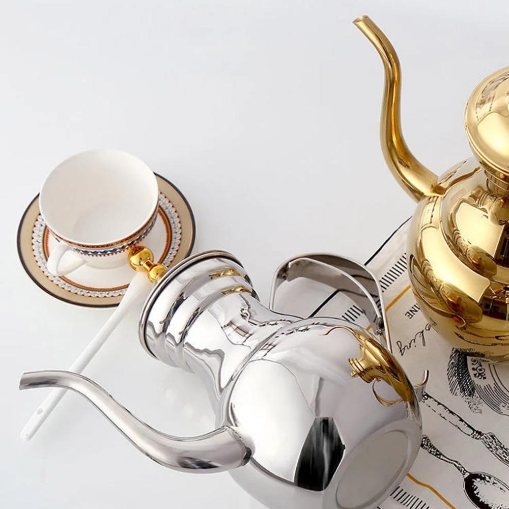1.5L, Stainless Steel Teapot, Restaurant Tea Kettle with Tea Strainer, Long Spout Pot for Tea Brewing In Mug, Home Tea Infuser