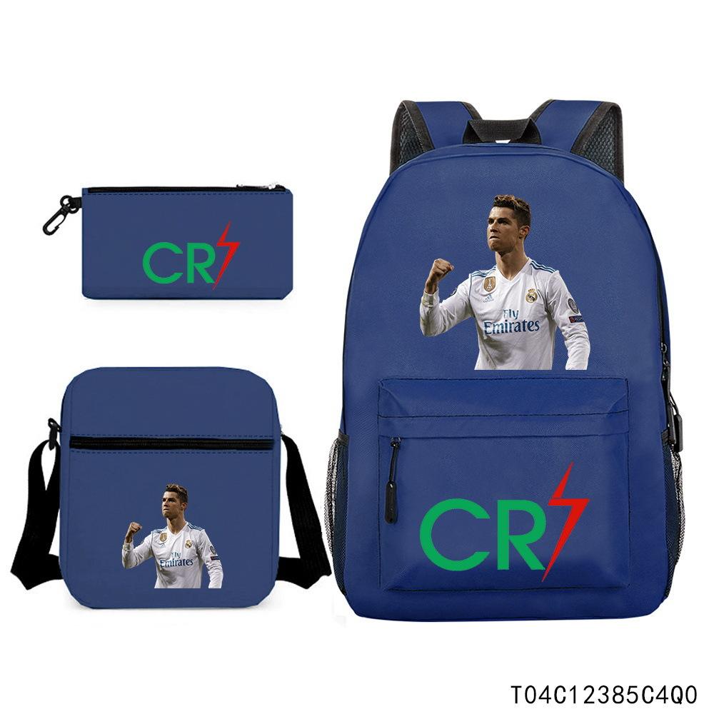 Luo Qixing Three-Piece Schoolbag, Male And Female Students Leisure Bag, Printed Large-Capacity Outdoor Backpack
