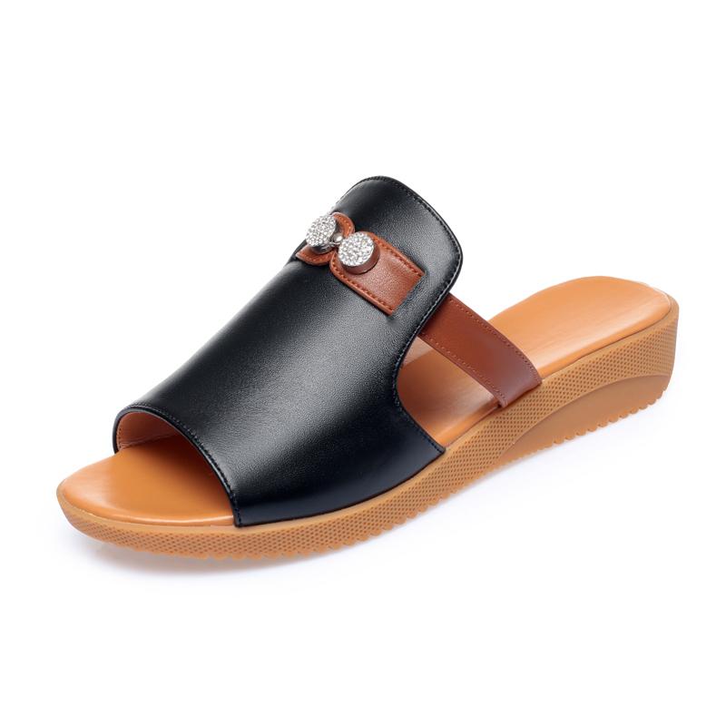 Fashion AIYUQI Women's Slippers Wedge 2025 New Genuine Leather Women Summer Slippers Mom Large Size 41 42 43 Anti-Slip Women Slippers