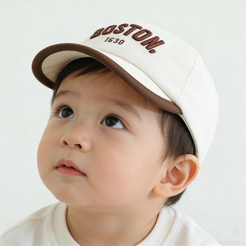 Retro Letter Baby Baseball Cap Summer Soft Brim Sun Visor Hat Korean Embroidered Boy Girl Kids Duck Tongue Hat 6-36 Months