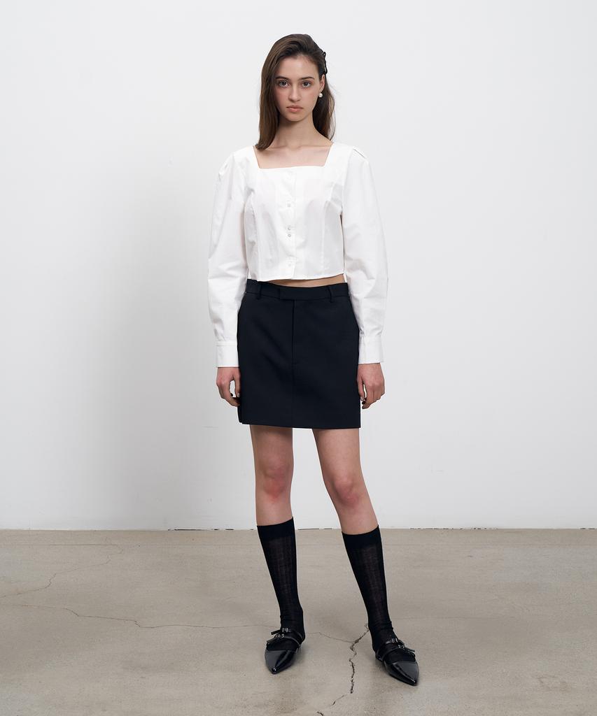 Rene J Hidden Button Mini Skirt