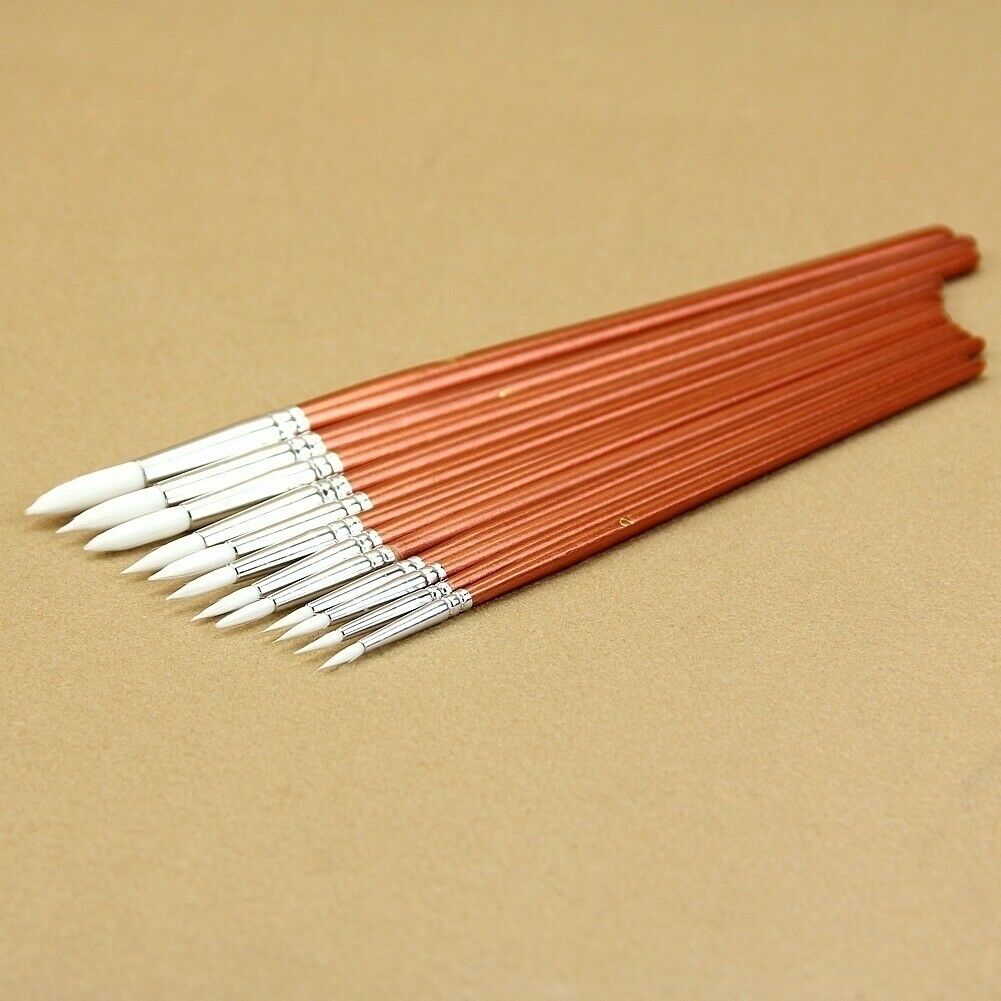 

New 12pc/lot Fine Red Pearl Wooden Paint Acrylic Watercolor Oil Painting Artists Nylon Wool Brushes Set Of Sclool Art Supplies