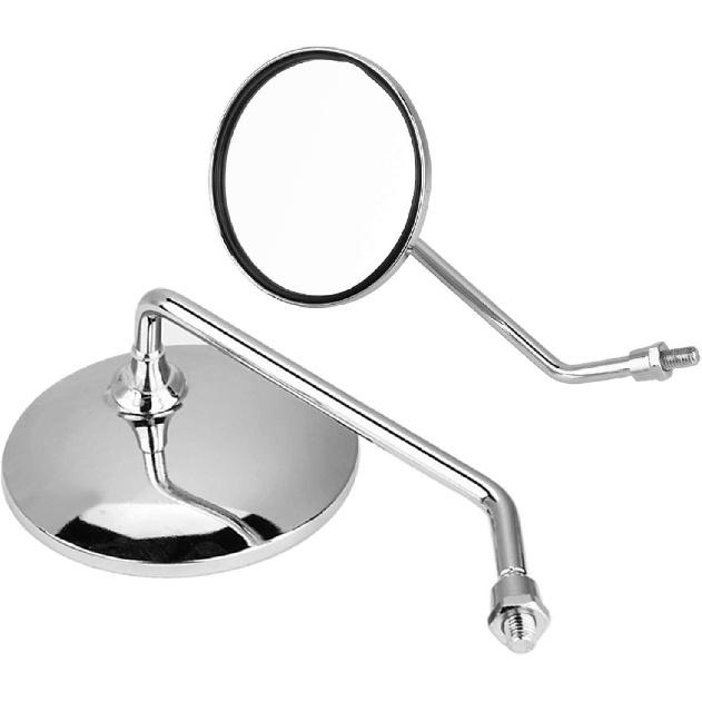GOTOTOP Motorcycle Mirrors, 8mm Round Rear View Mirrors,Vintage Universal Fit Left Right Side Mirror for Cruiser Scooter ATV Dirt Bike
