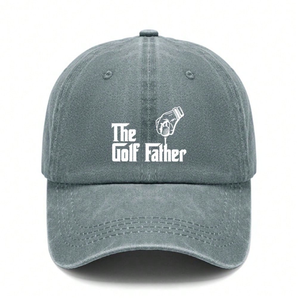 [Vintage Baseball Cap] The Golf Father Print Polyester Soft Adjustable Curved Brim Casual Outdoor Sports Golf Hat For Dad Gift