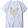 O Neck Loose Women Tshirt Ladies Tee Shirt Tops Clothes Camisetas Mujer Golden Butterfly Print Women T Shirt Short Sleeve