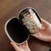 Golden Plum Ru Kiln Portable Tea Set: Quick-Brew Pot with Four Cups for Outdoor Camping and Kung Fu Tea