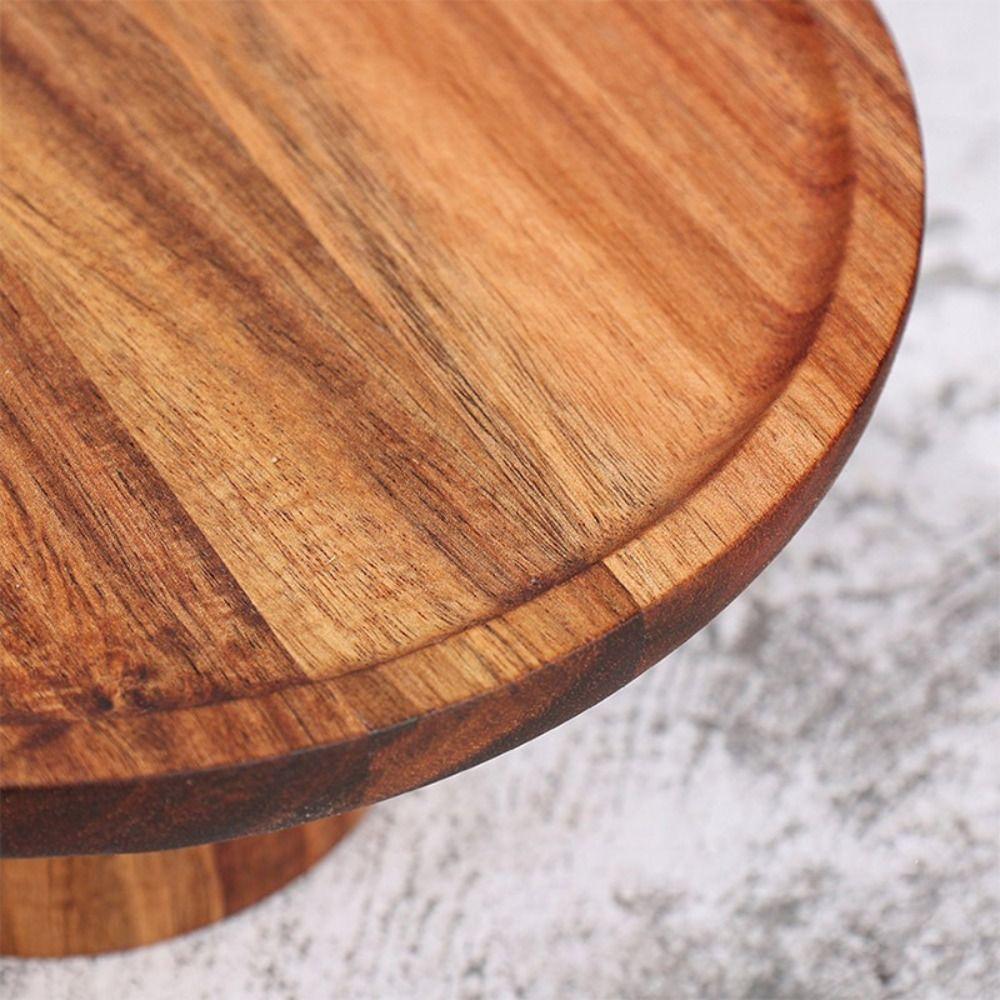 Household High-Footed Cake Plate Practical Acacia Wood Fruit Plate  Living Room