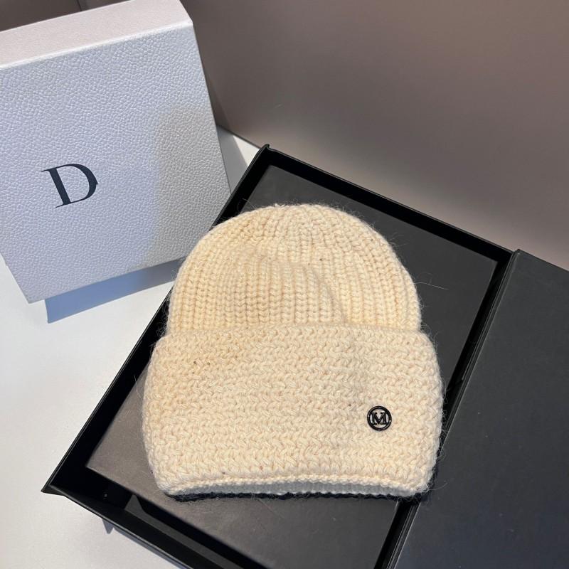 Winter Sequin Rabbit Knit Hat Fashion Simple M Letter Warm Beanie Women