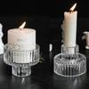 Vertical Stripe Candle Holder Clear Glass Candle Holder Tea Light Holder Centerpiece for Weddings Restaurant Parties
