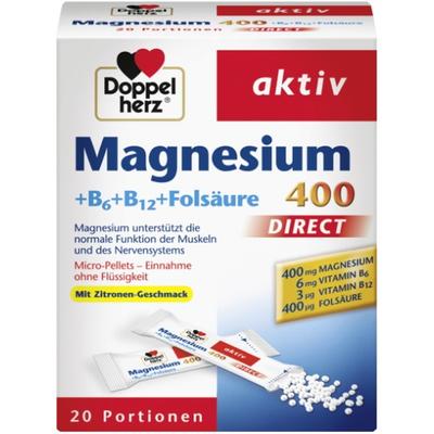 Doppelhertz Magnez 400 + Witamina B6 + B12 + Kwas foliowy Granulki 24g (20st)