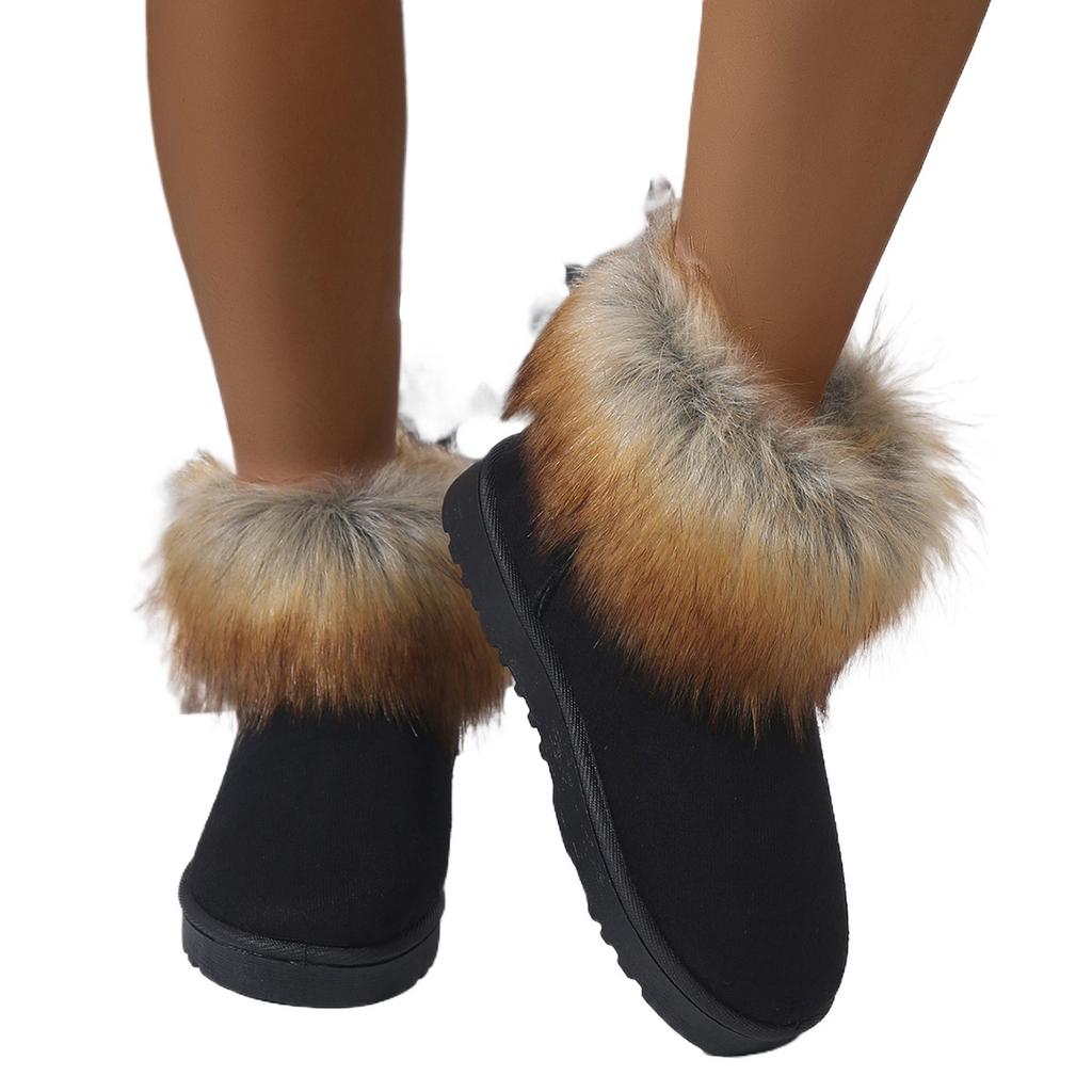 Foreign Trade Winter Velvet Women's Cotton Shoes Warm Mother Shoes Flat Comfortable Versatile Short Boots Non-slip Snow Boots