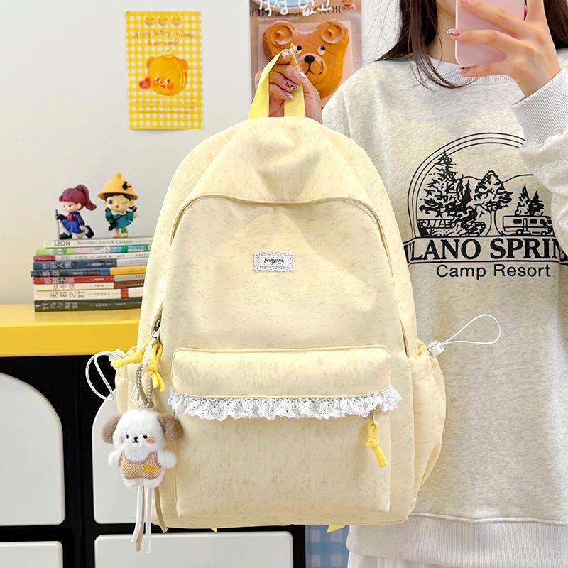 Schoolbag Japanese cute lace backpack versatile niche design middle school student schoolbag girl heart ins fashion backpack